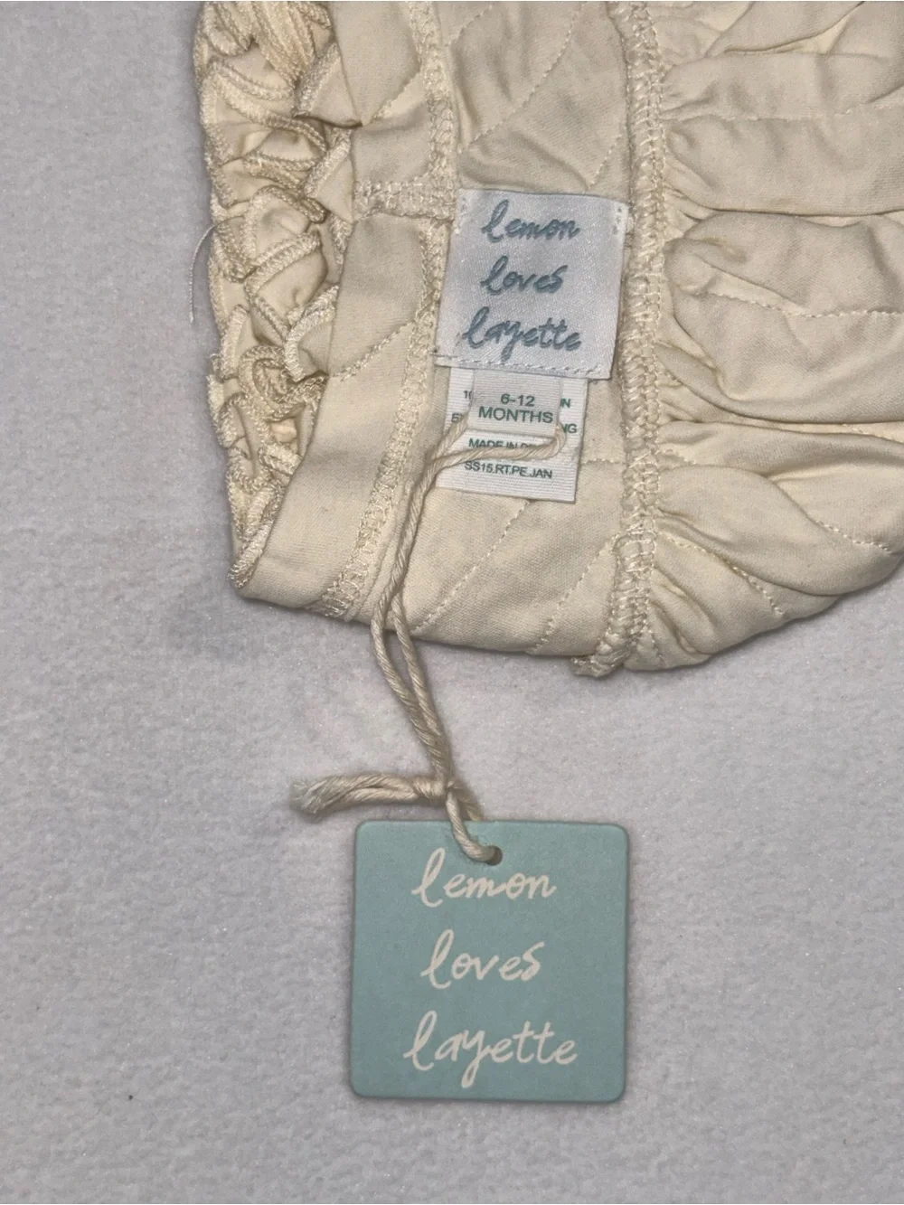 Lemon Loves Layette Baby Bonnet - Cream 6-12 months NWT
